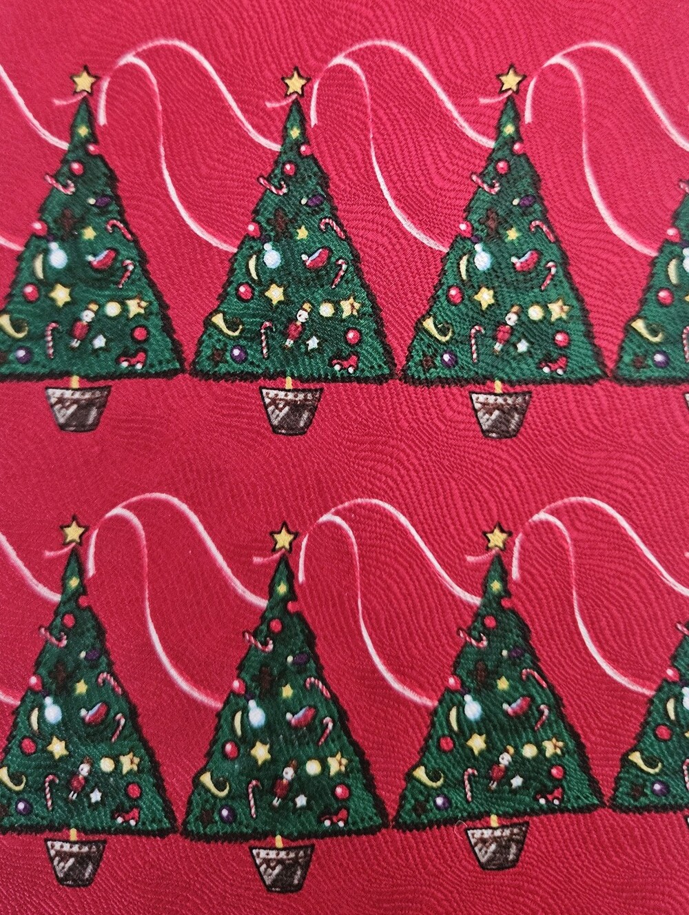 Vintage Hallmark Red Silk Necktie Christmas Tree Eclectic Grandpacore Tacky 90s